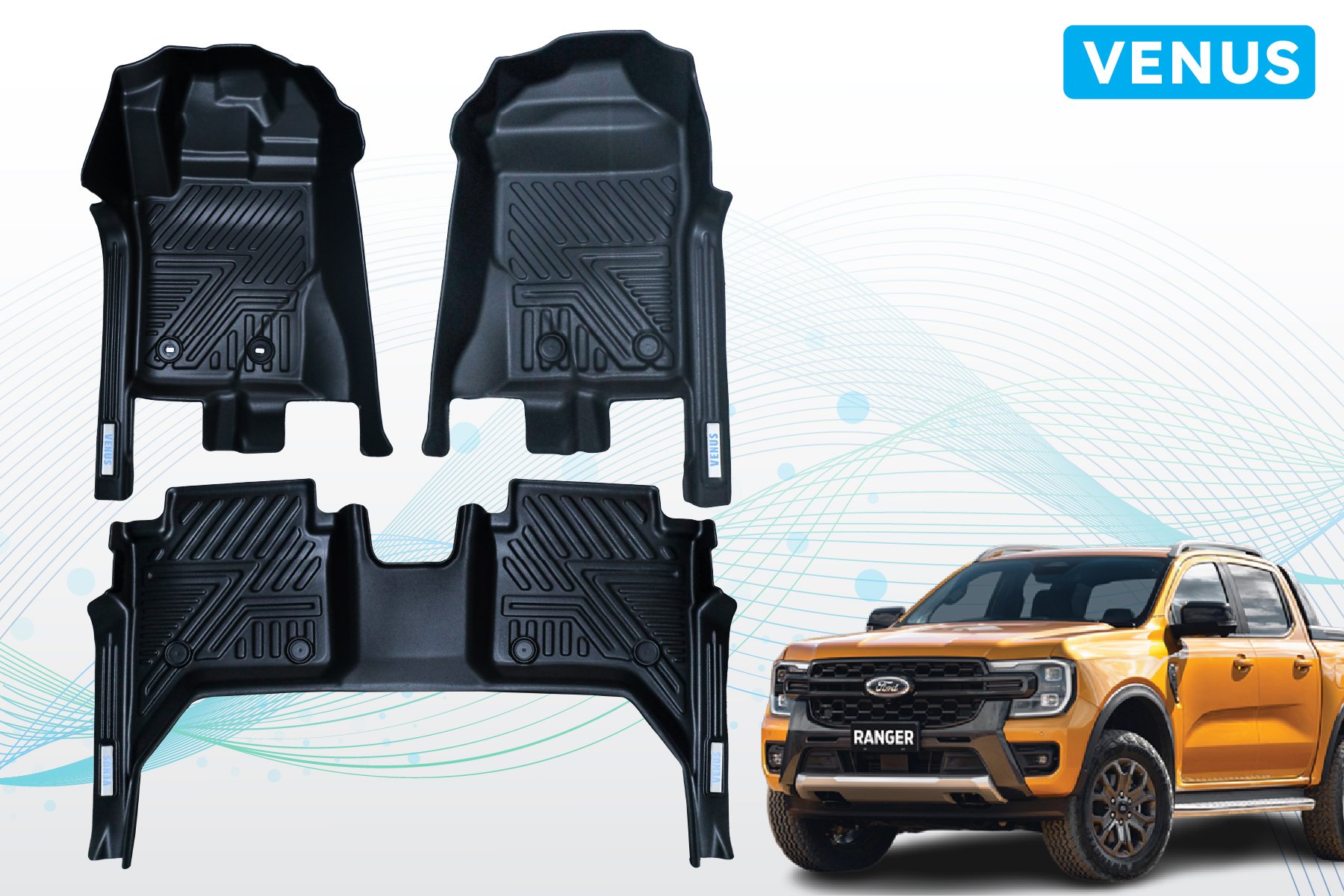 Thảm Venus lót sàn ô tô Ford Ranger - Nhựa TPE đúc khuôn cao cấp