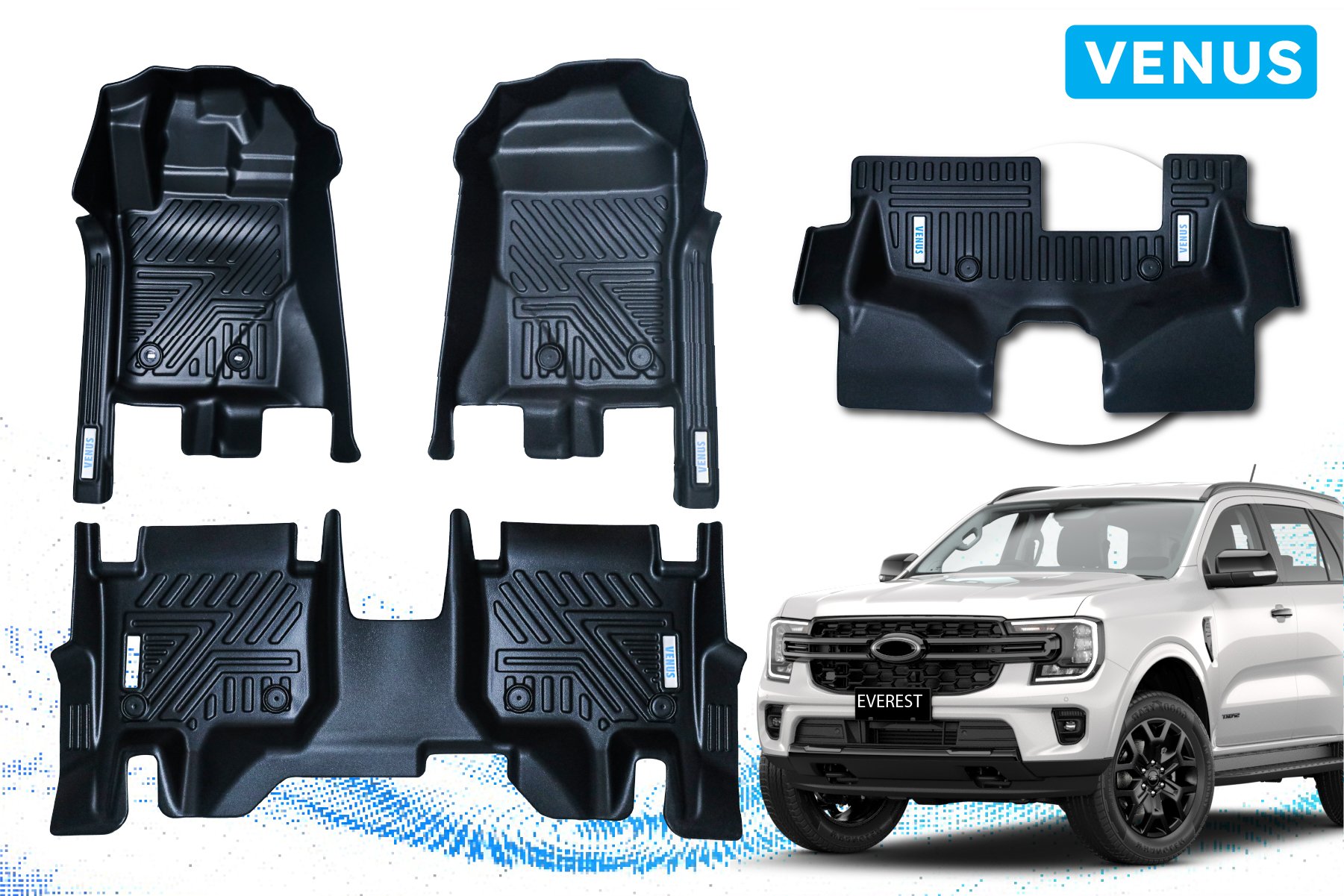 Thảm Venus lót sàn ô tô Ford Everest - Nhựa TPE đúc khuôn cao cấp