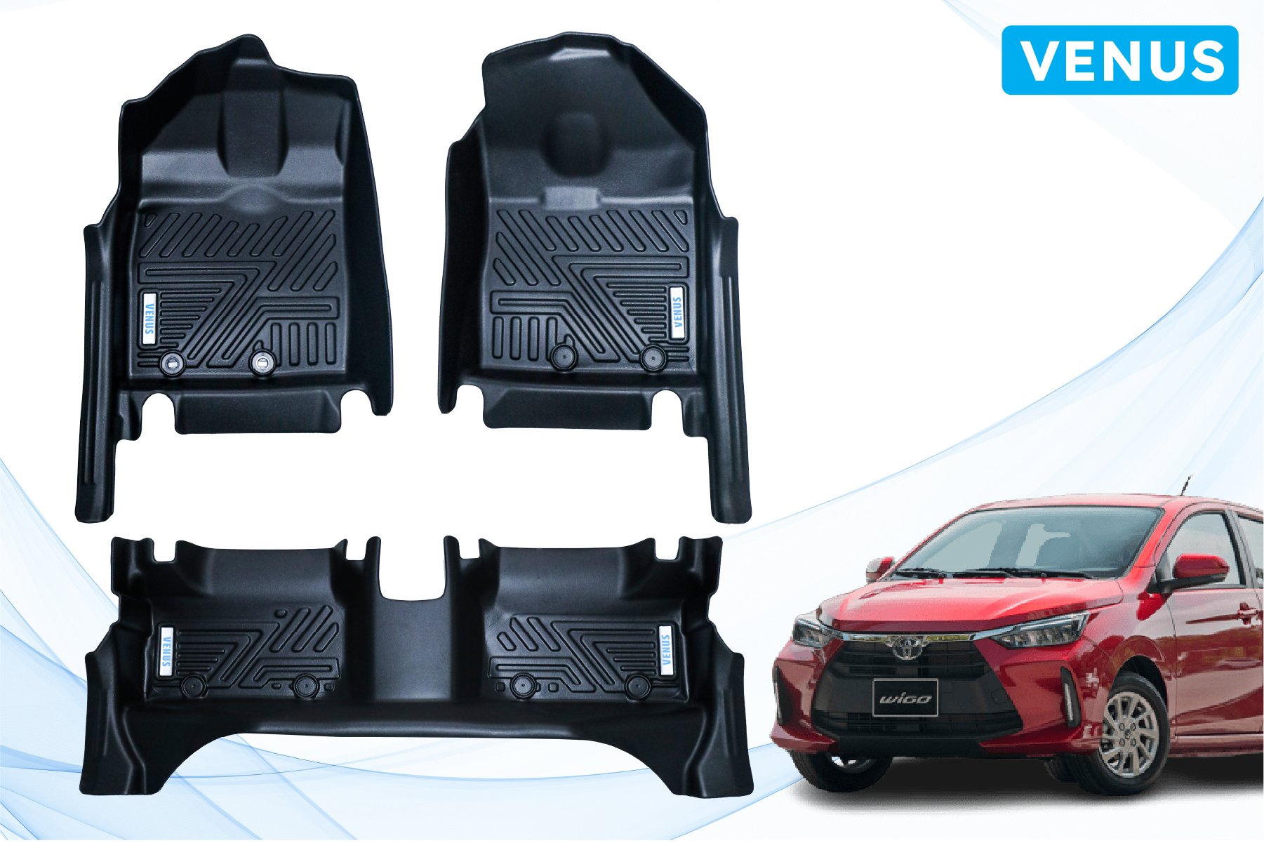 Thảm Venus lót sàn ô tô Toyota Wigo - Nhựa TPE đúc khuôn cao cấp